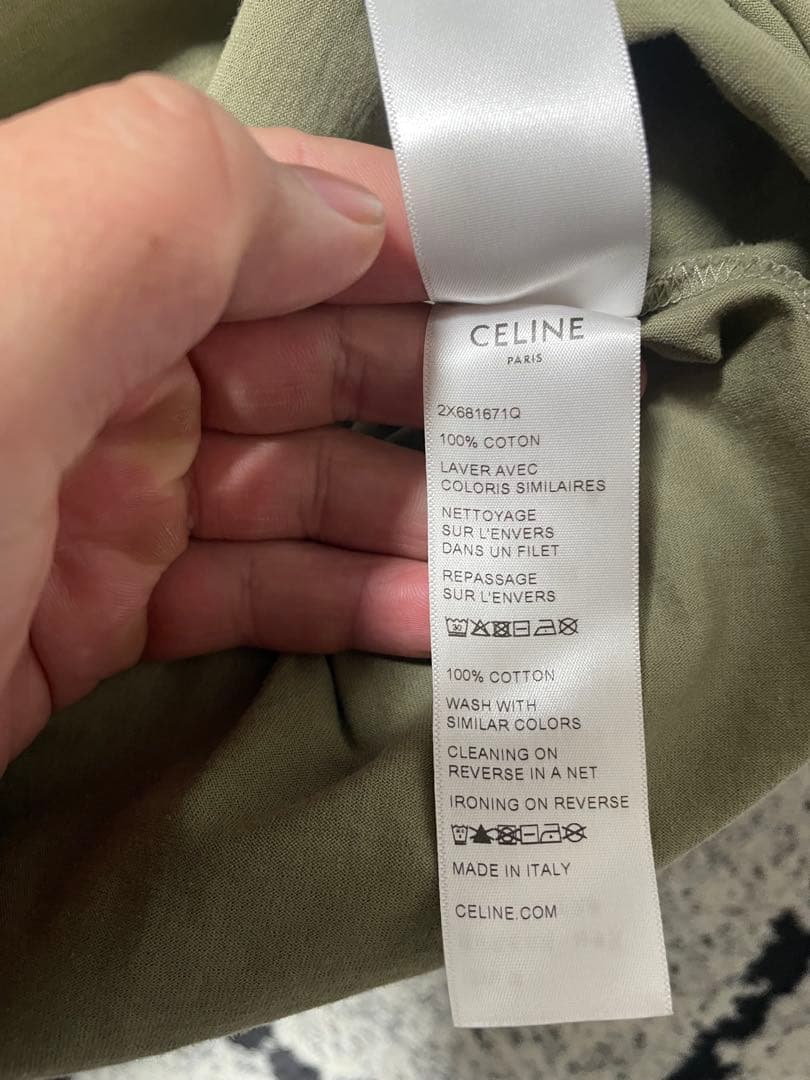CELINE セリーヌ ロゴTシャツ カーキ Mサイズ 半袖