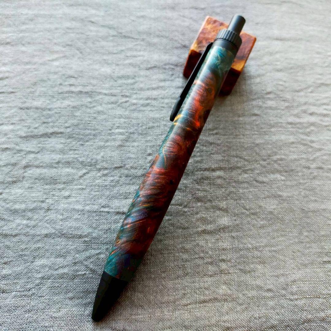 【古代の海】　スタビライズドウッド　ハンドメイド　木軸ボールペン　G2　ブラック