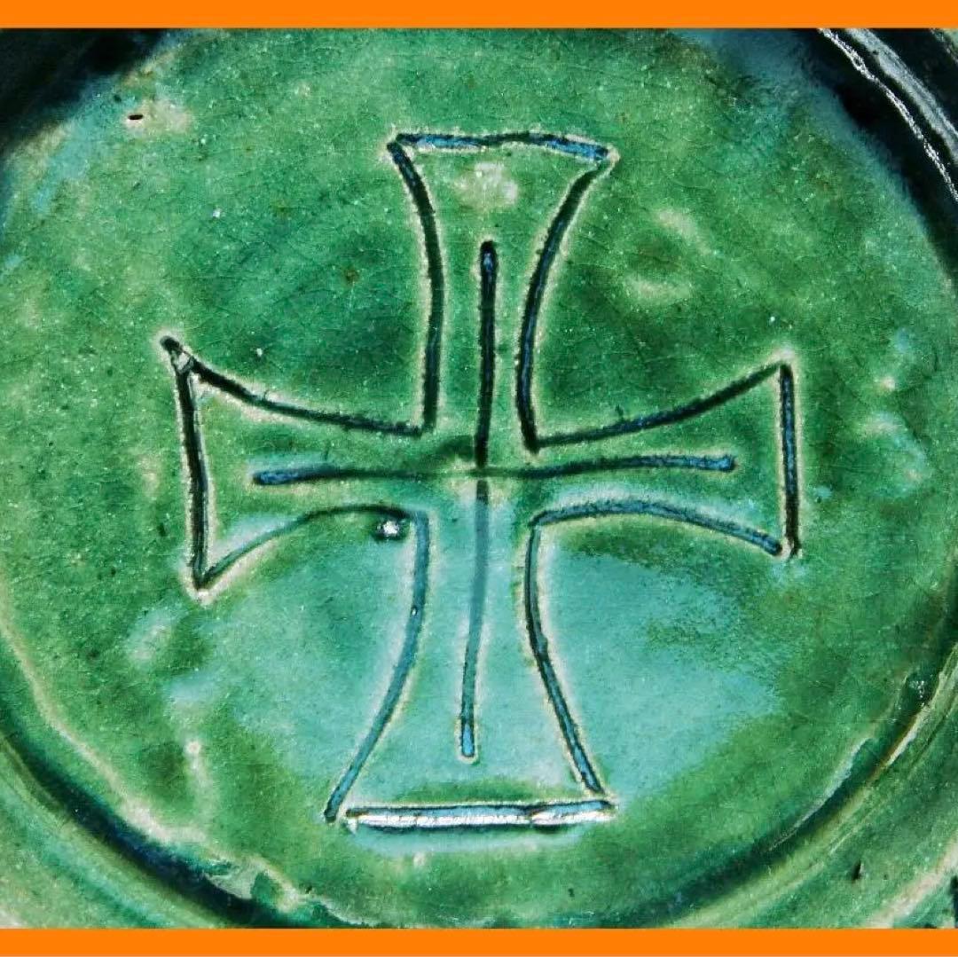 188『織部 十字紋 輪花皿』　/骨董品 古美術 古道具 アンティーク