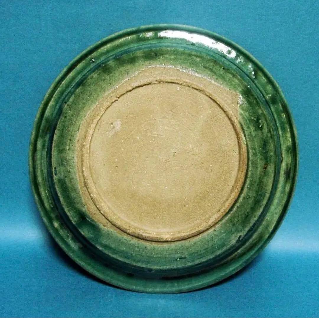 188『織部 十字紋 輪花皿』　/骨董品 古美術 古道具 アンティーク