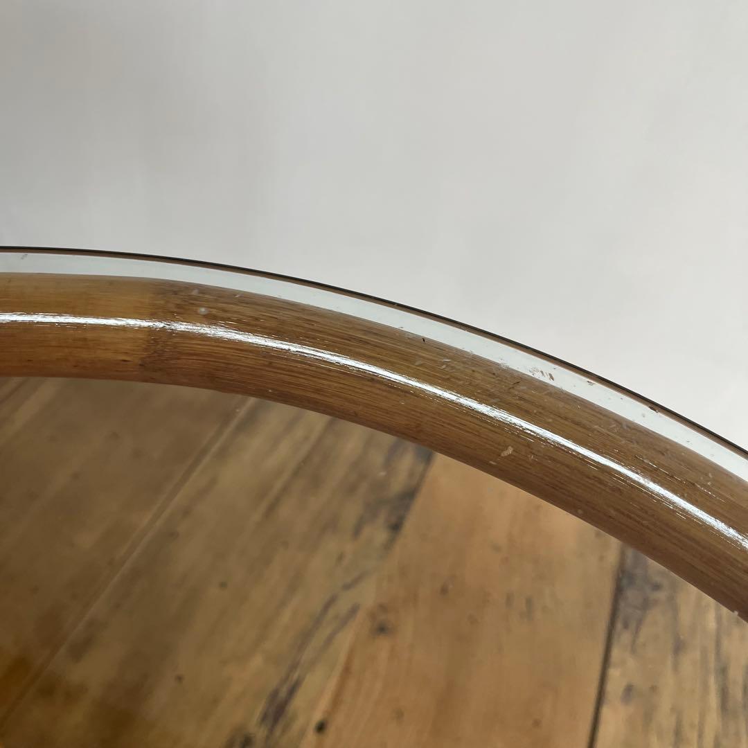 ヴィンテージ ラタン ガラス テーブル 籐 昭和レトロ z654