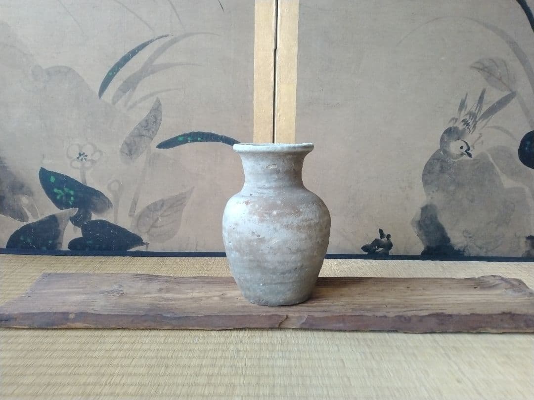 平安時代頃　須恵器瓶　骨董　古美術　仏教美術　茶道具　華道　花器　土器　徳利　壺
