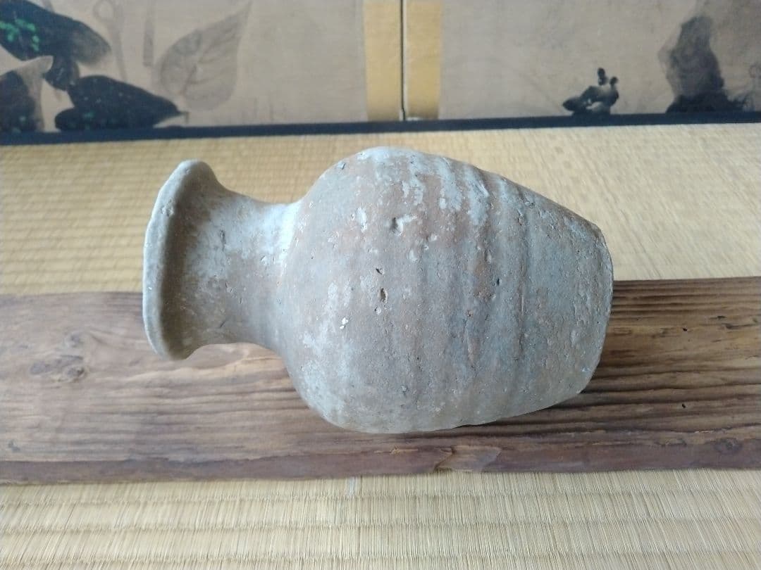 平安時代頃　須恵器瓶　骨董　古美術　仏教美術　茶道具　華道　花器　土器　徳利　壺