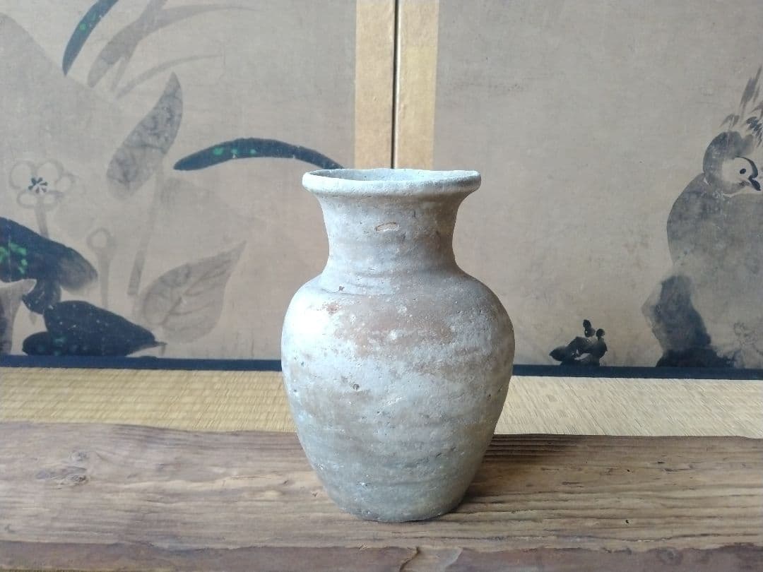 平安時代頃　須恵器瓶　骨董　古美術　仏教美術　茶道具　華道　花器　土器　徳利　壺