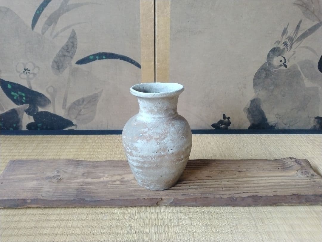 平安時代頃　須恵器瓶　骨董　古美術　仏教美術　茶道具　華道　花器　土器　徳利　壺