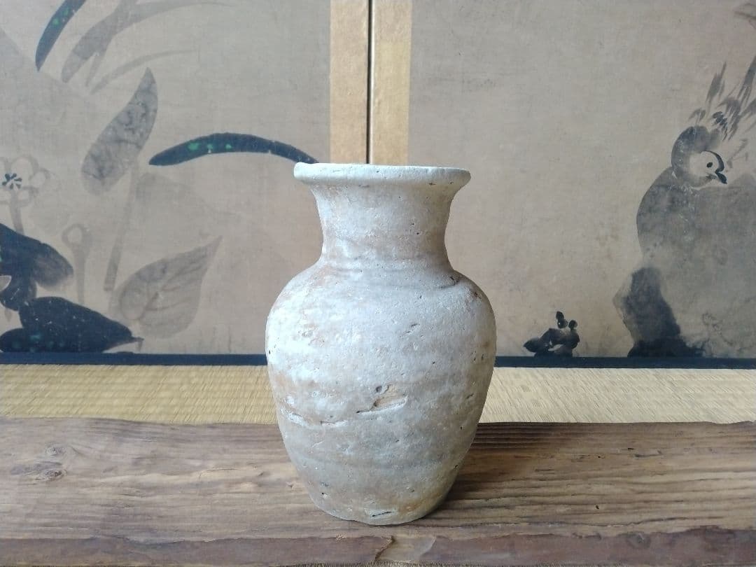 平安時代頃　須恵器瓶　骨董　古美術　仏教美術　茶道具　華道　花器　土器　徳利　壺