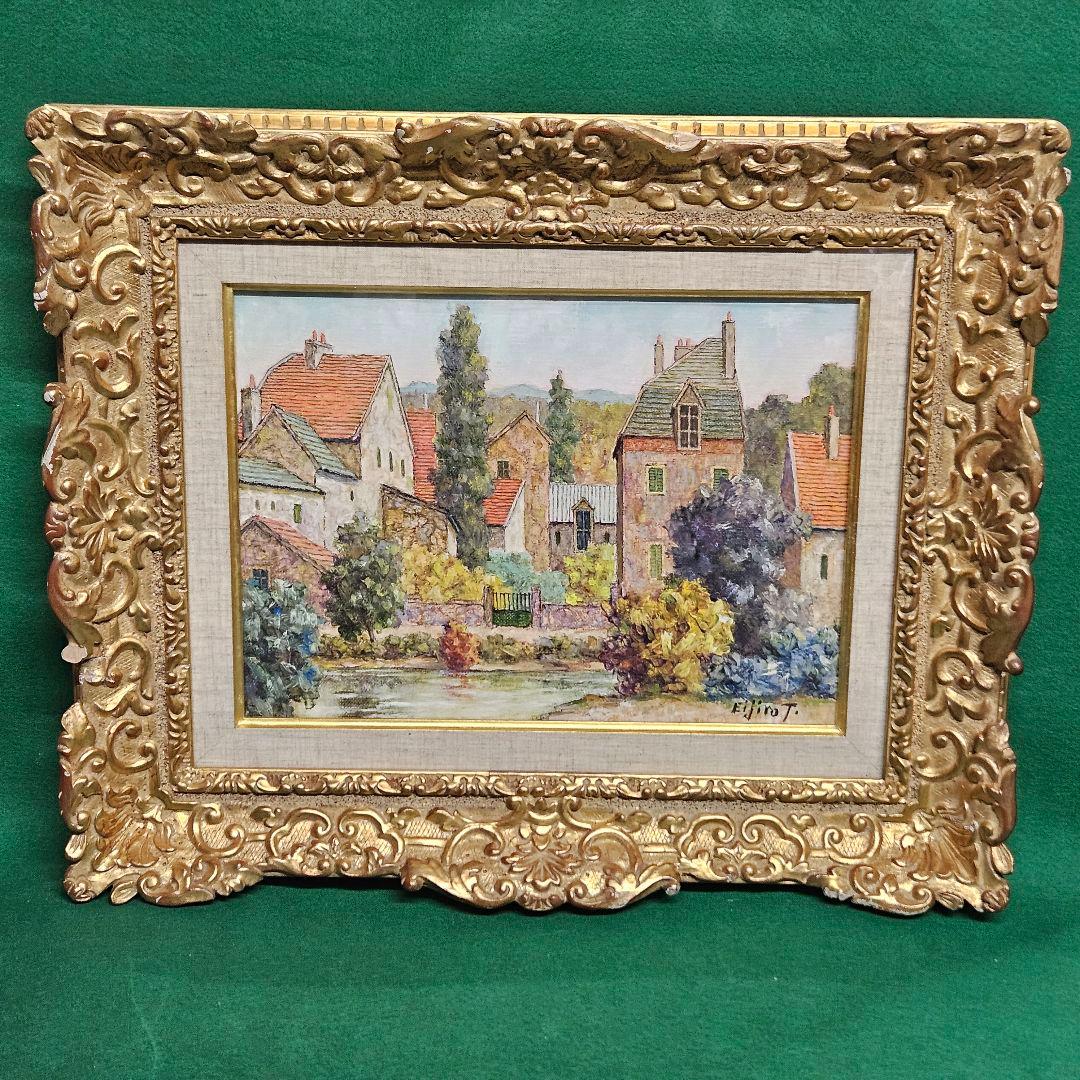 田辺栄次郎 サンスの水辺 油彩画