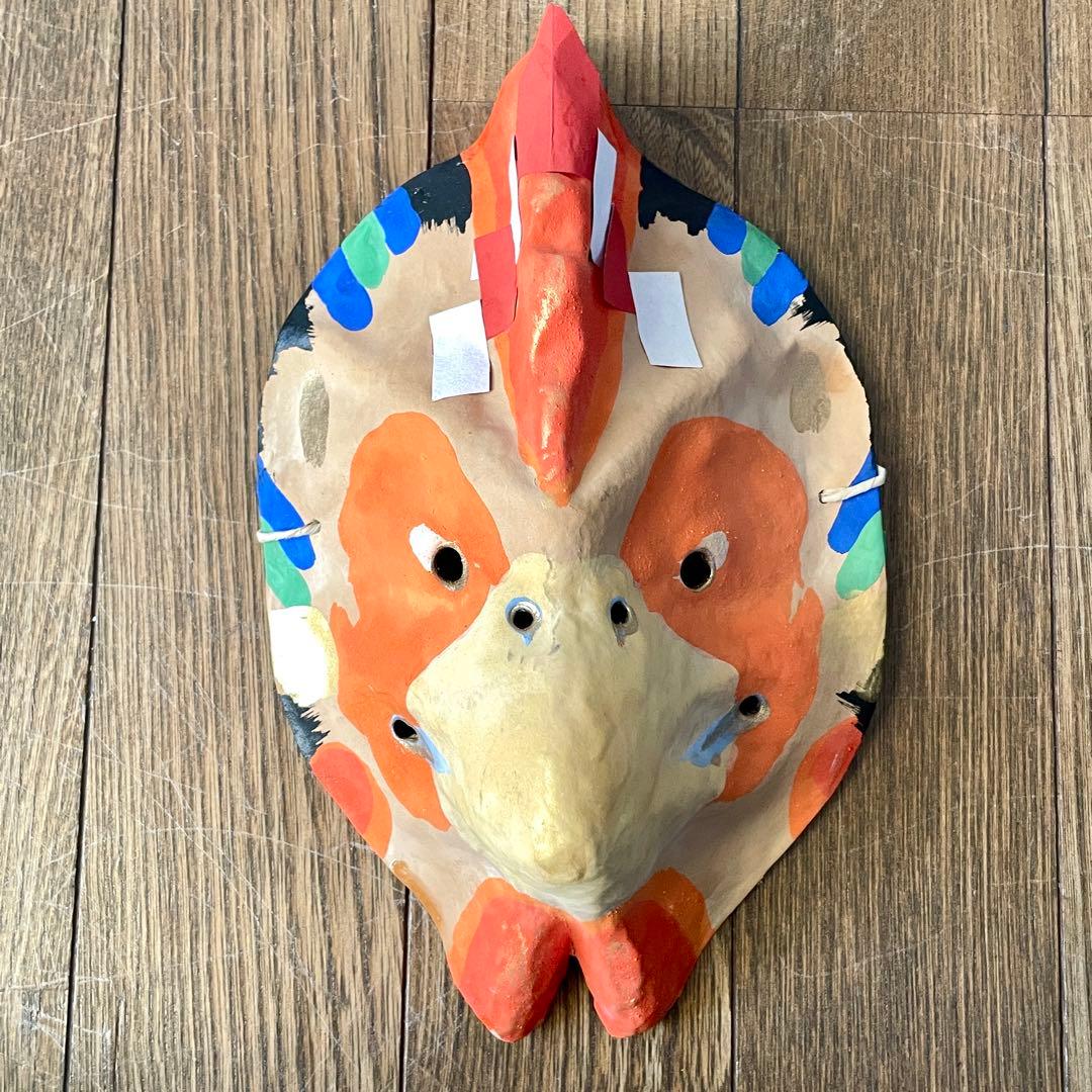 京都　嵯峨面　「干支・とり」鳥　酉　縁起物　厄除け魔除け　藤原孚石作　民芸　民藝