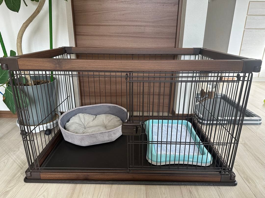 ペット用ケージ木目ブラウン