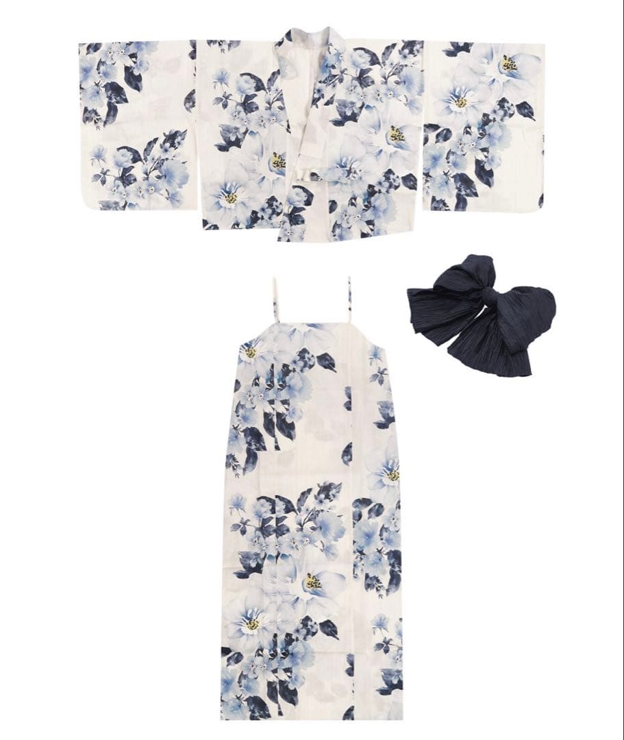 1人で簡単着付け ワンピース 浴衣 2点セット( ワンピース浴衣 + 帯 )