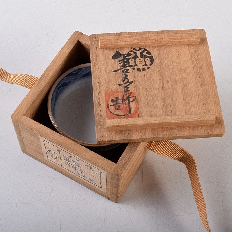 京焼　永楽善五郎造　染付　祥揣写　酒盃　共箱　C　8112