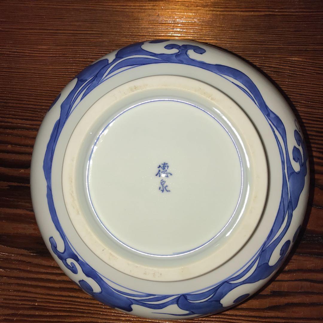 茶道具　染付桜川水指　西村徳泉作