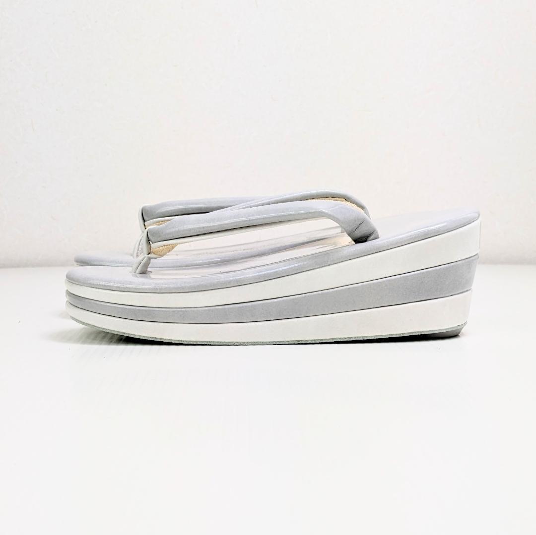 和装 草履 バッグ セット エナメル グレー シルバー 白 フリーサイズ u59