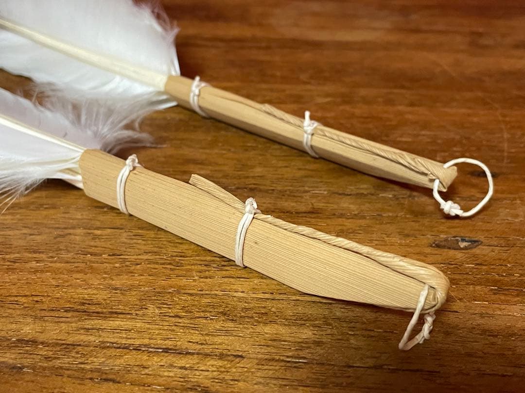 飛来一閑 鶴箒一双 裏千家十五代 鵬雲斎 書付共箱 外紙箱