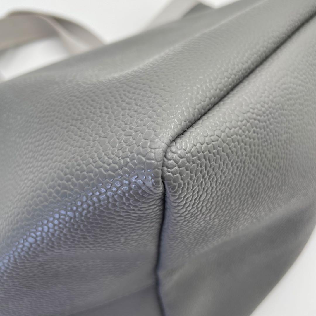 美品 エルベシャプリエ ハンドバッグ 舟型トート L 725GP レザー グレー