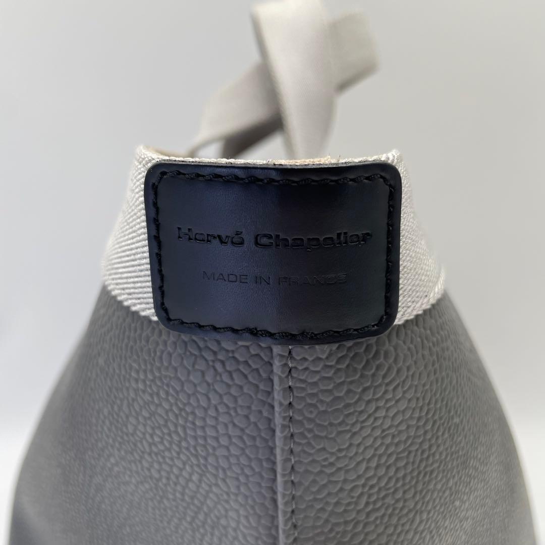 美品 エルベシャプリエ ハンドバッグ 舟型トート L 725GP レザー グレー