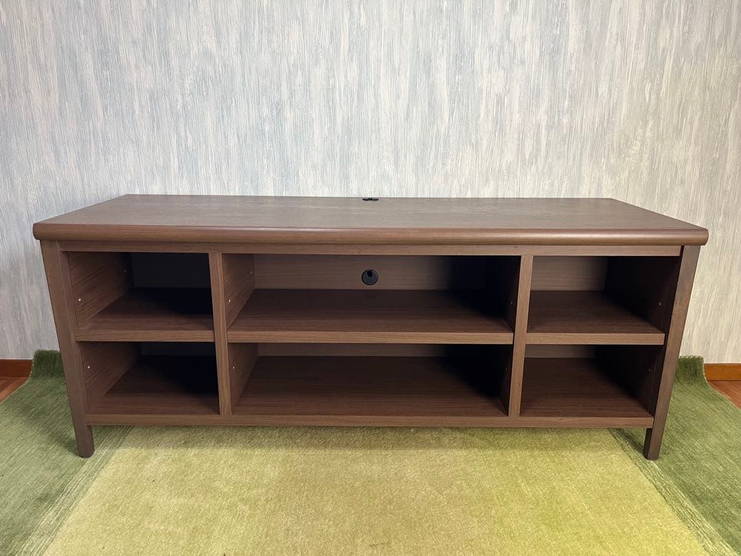 大型オープンシェルフ ブラウン木製テレビボード