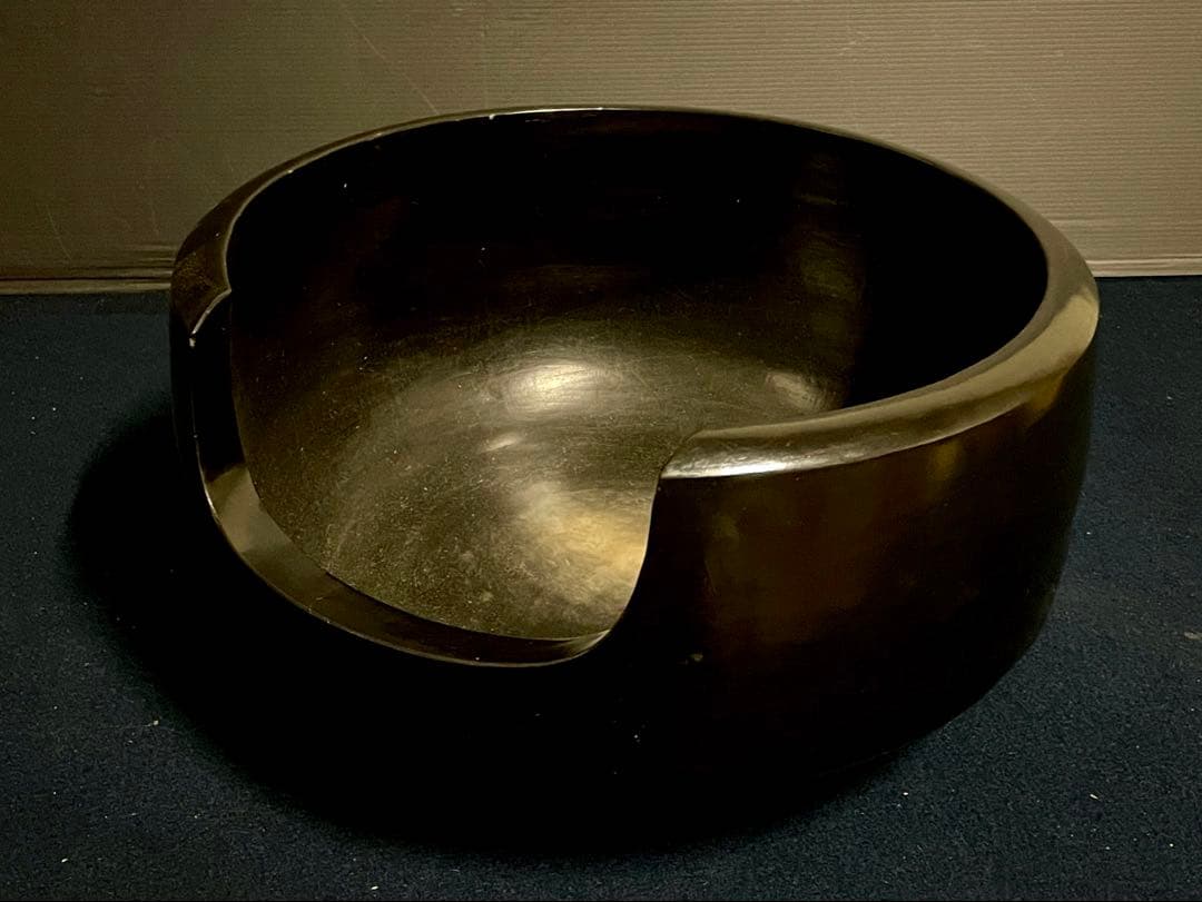 【特大】「母」 黒真塗 面取 風炉 土風炉 尺三 木箱 (17あ①)