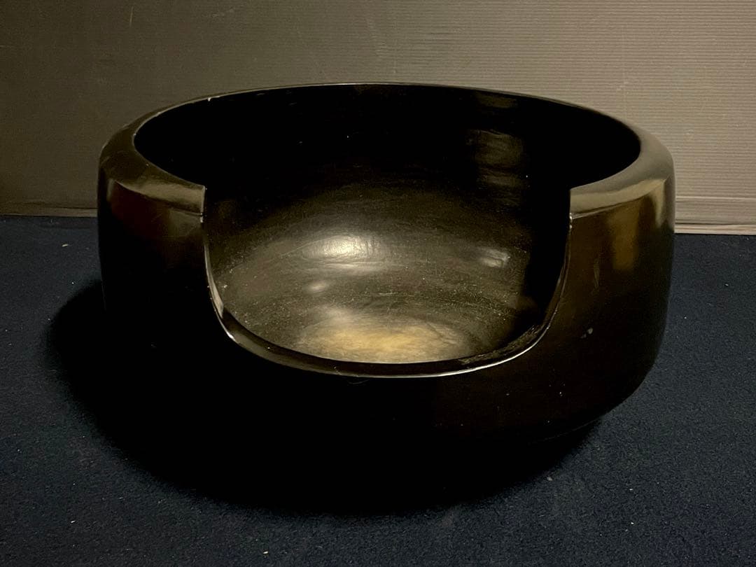 【特大】「母」 黒真塗 面取 風炉 土風炉 尺三 木箱 (17あ①)