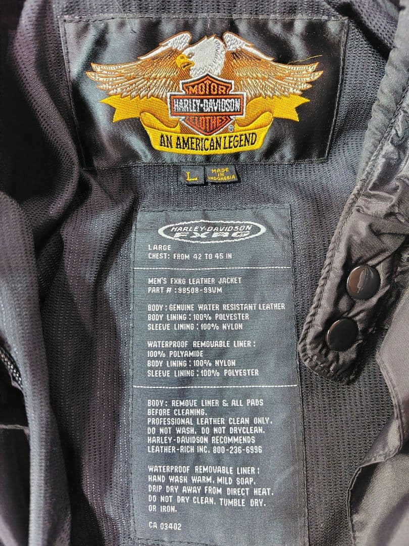 ハーレーダビッドソン レーザージャケット 革ジャン FXRG インナー付 L