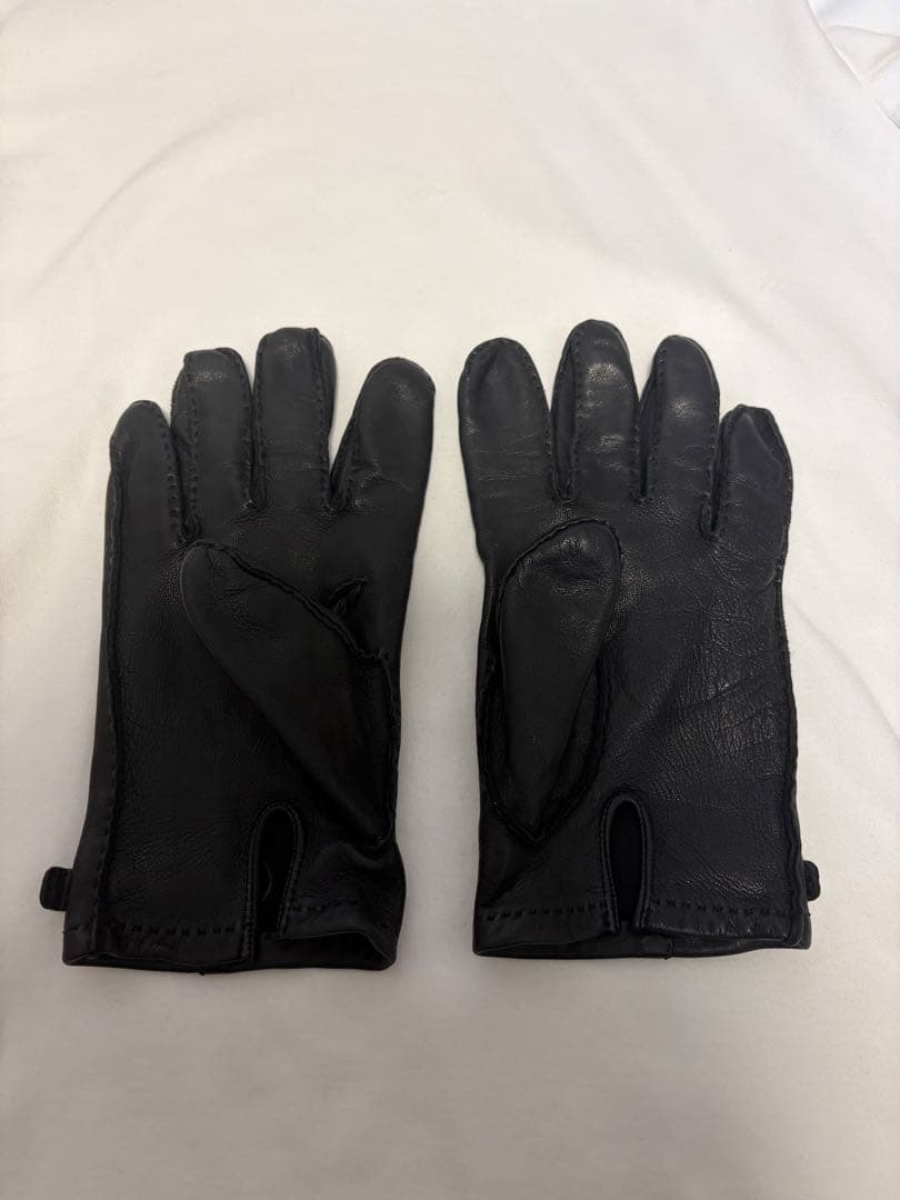エルメス メンズ グローブ 手袋 ブラック サイズ8 H金具 羊革 フランス製
