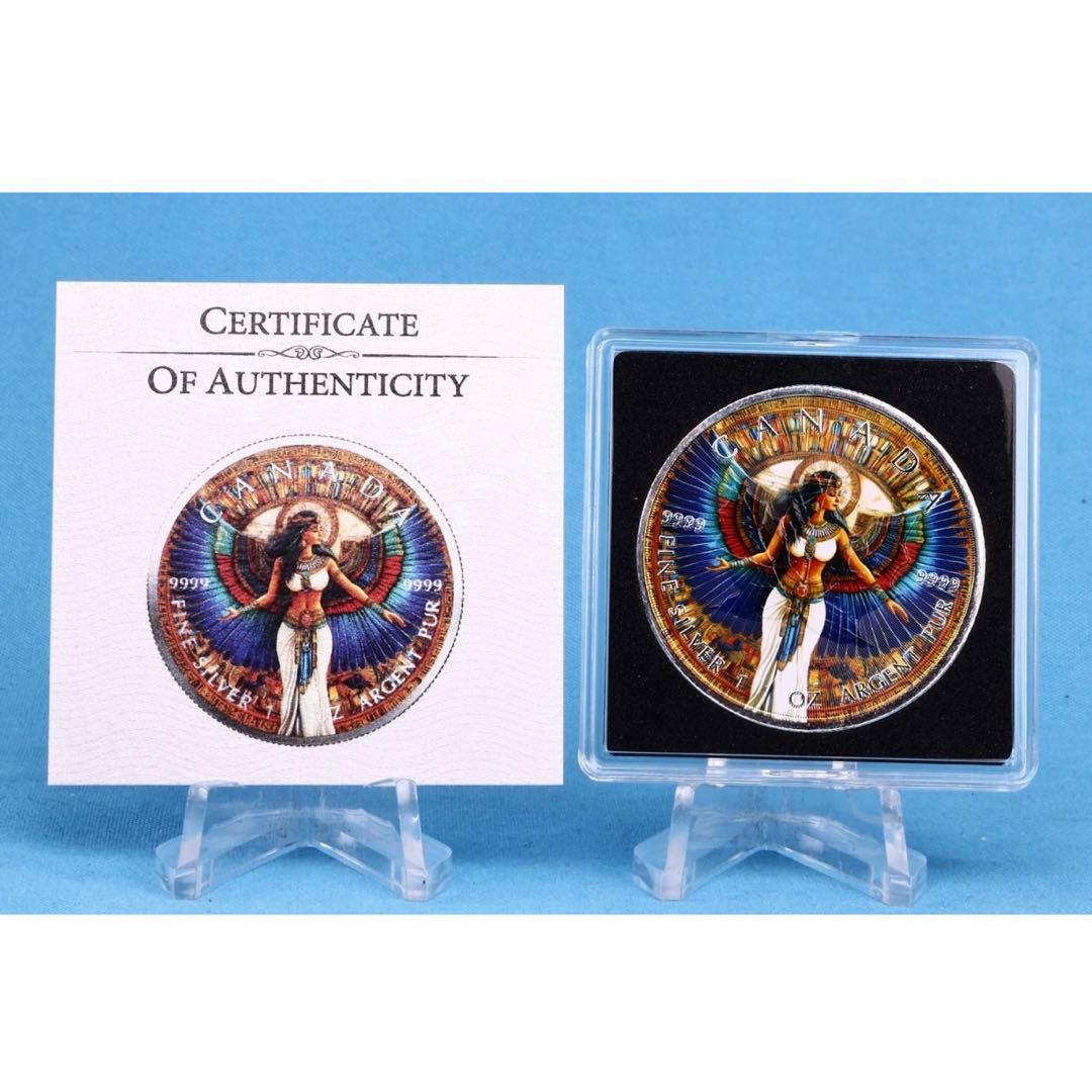 100枚限定 メイプルリーフ 銀貨 カラー 古代エジプト イシス女神 1オンス