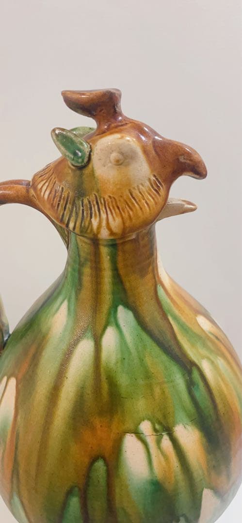 唐三彩鳳首執壺　陶芸　骨董品　古美術
