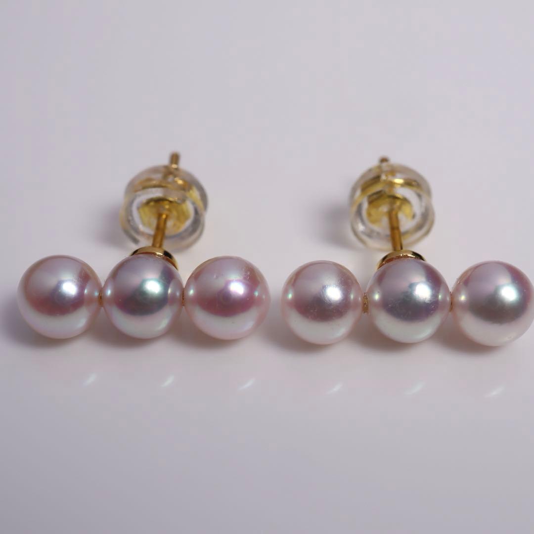 高グレード あこや真珠 ピアス あこやパール ピアス 3連ピアス 3連パール