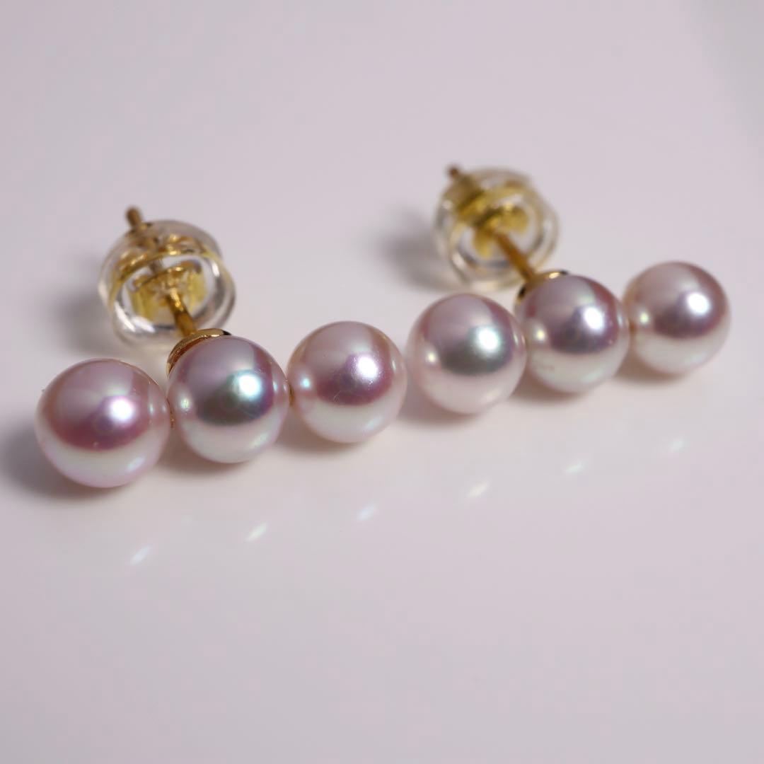 高グレード あこや真珠 ピアス あこやパール ピアス 3連ピアス 3連パール