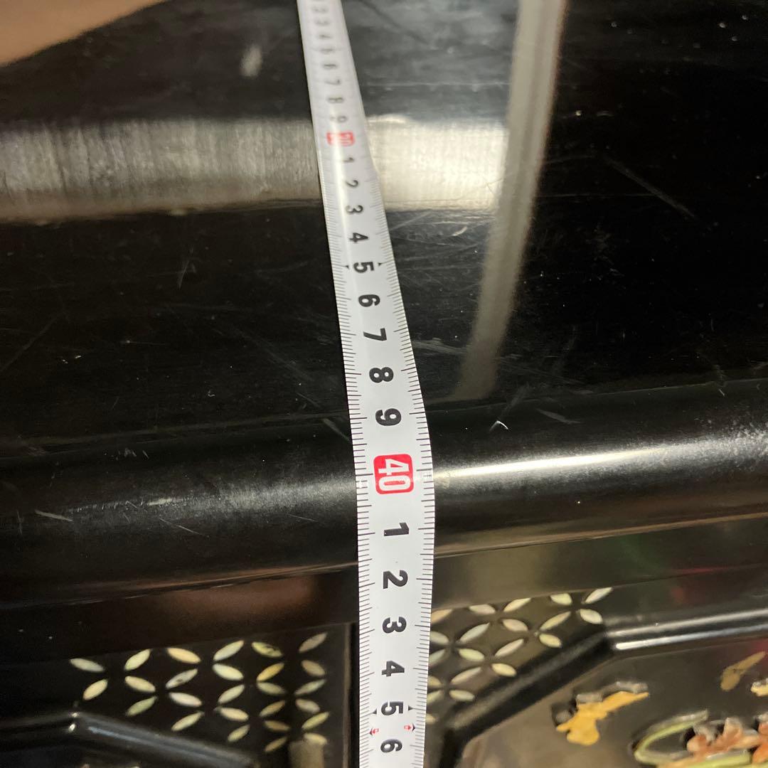黒塗　螺鈿箪笥　飾り棚　玉石木製箪笥　花鳥模様