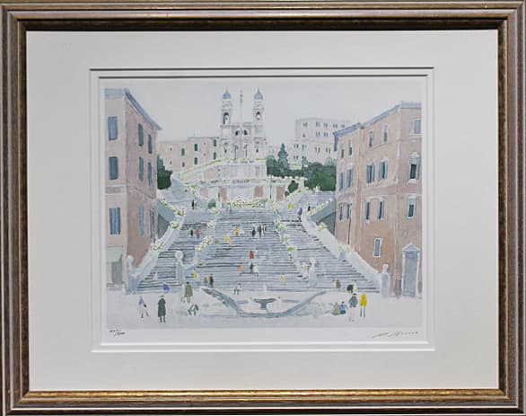 安野光雅【スペイン階段（イタリア）】ダイヤモンドスクリーニング 証明書有り