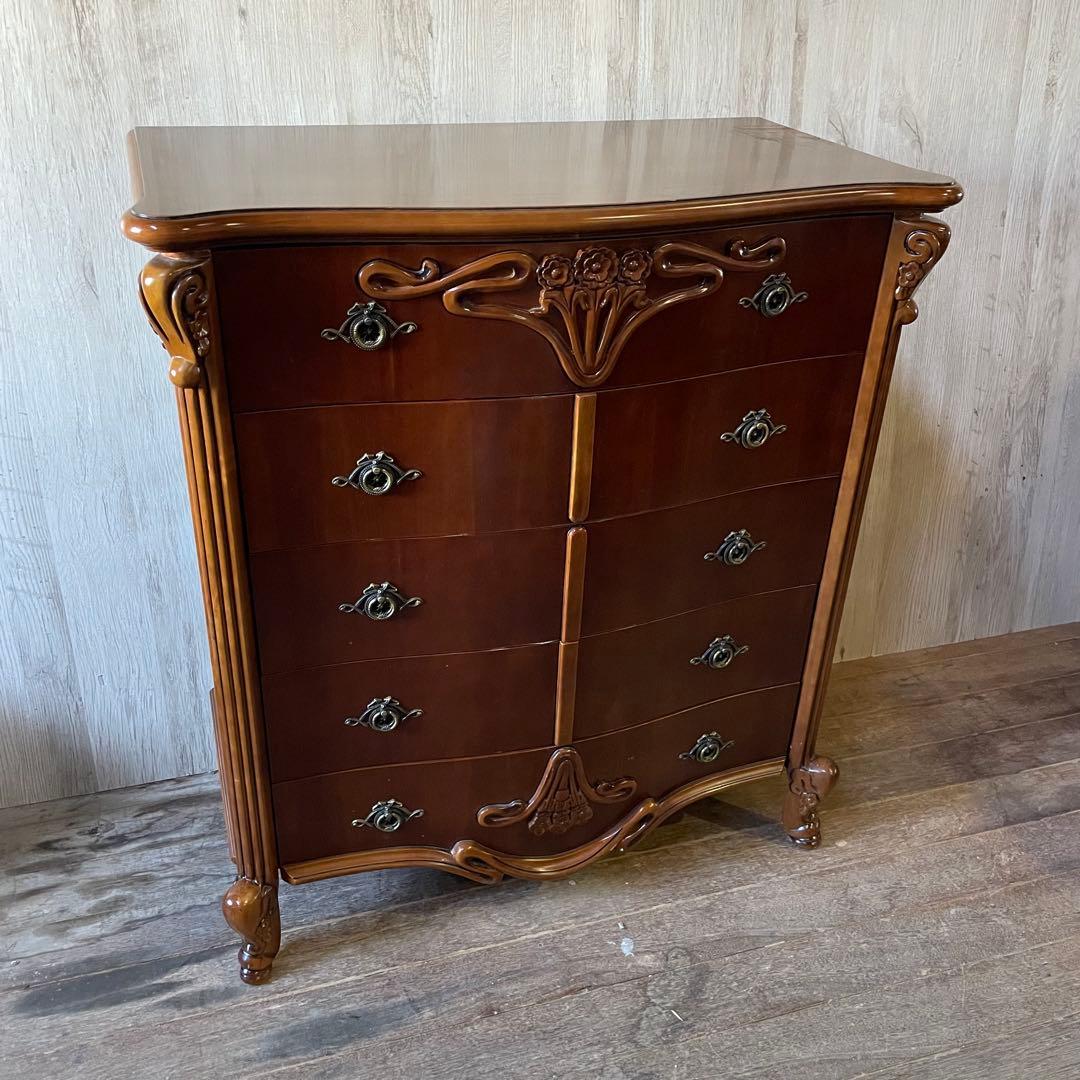 猫脚 5段チェスト ロココ調 ヨーロピアン アンティーク家具 イタリア家具