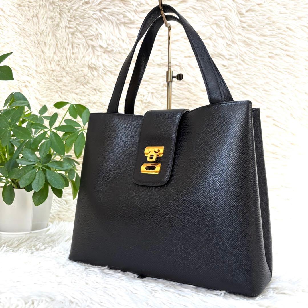 【極美品】WAKO 銀座和光 サフィアーノレザー ゴールド金具　ハンドバッグ　黒