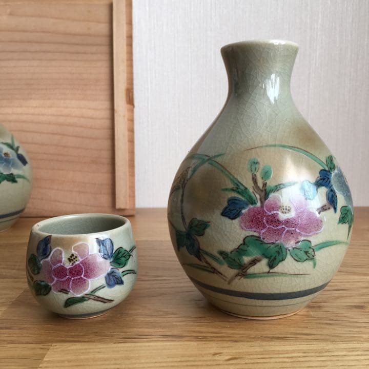 九谷焼　陶華　牡丹　酒器揃　徳利　お猪口　ぐい呑