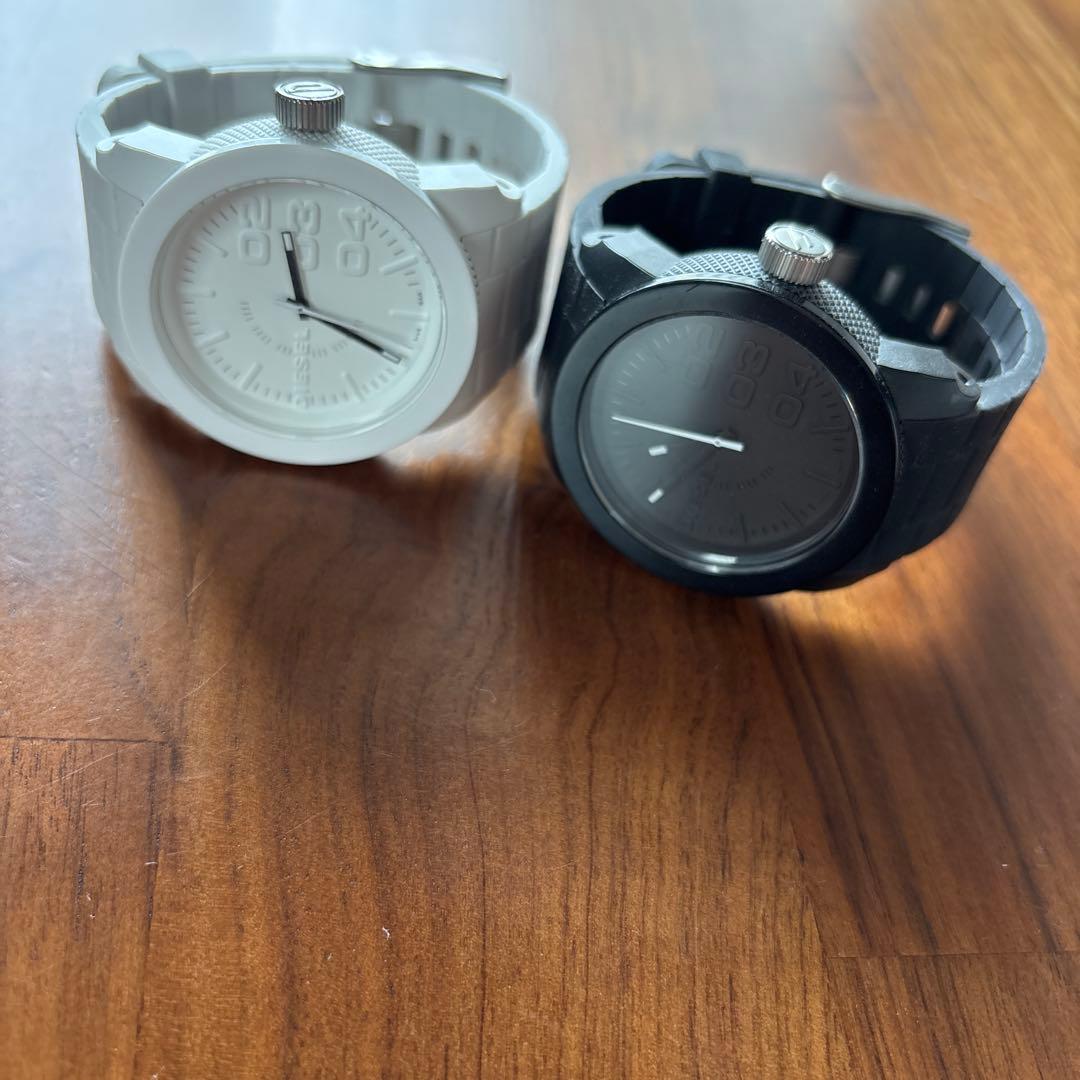 DIESEL ラバーベルト 時計 2点セット ホワイト ブラック