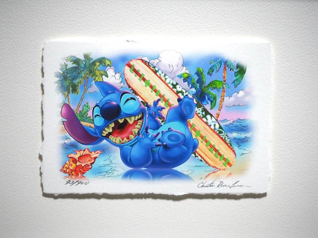 真作■ラッセン ディズニー 版画 スティッチ■絵画 アールビバン 保証書付き