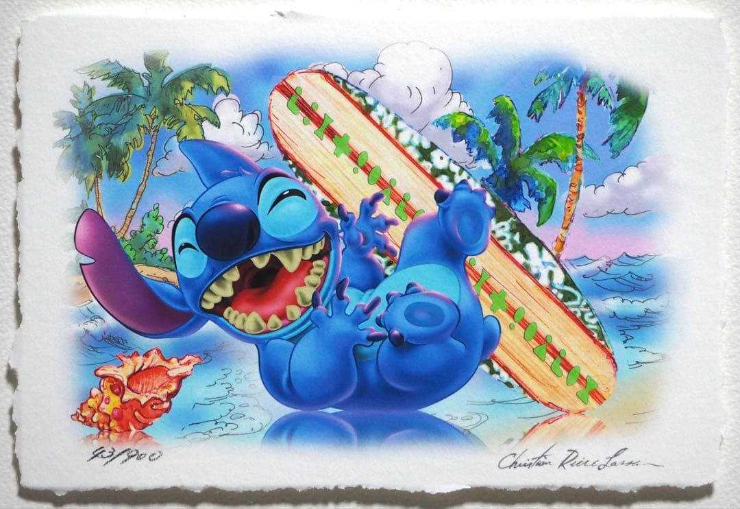 真作■ラッセン ディズニー 版画 スティッチ■絵画 アールビバン 保証書付き