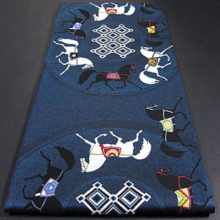 期間限定大幅値下げ！逸品　新品　西陣織高級六通柄袋帯　馬　【綿芯御仕立付】②