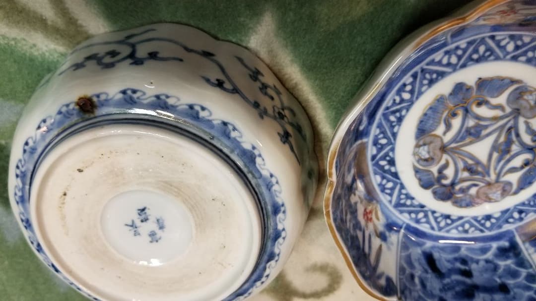 値下げ限界江戸後期蛇の目高台上手古伊万里 冨貴長春在銘 輪花なます皿 5客セット