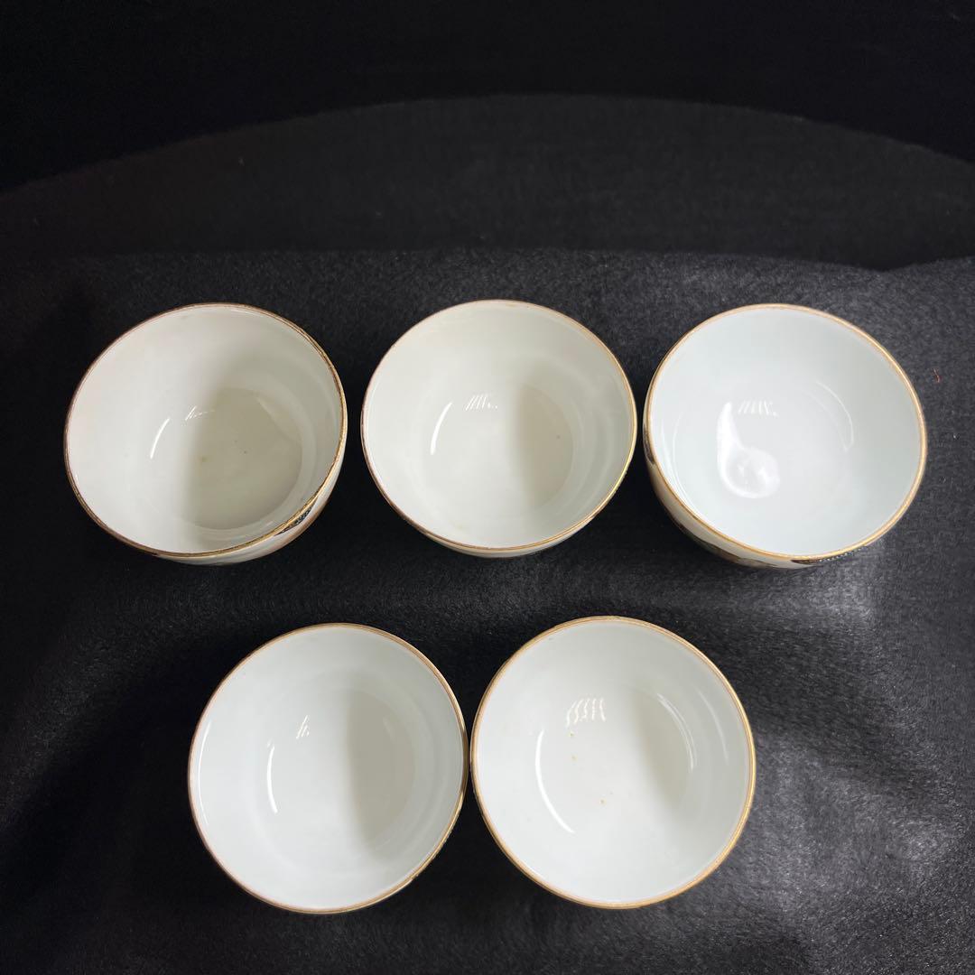 時代　九谷焼　青粒手煎茶器セット　共箱　東Y8-0108☆2Fタサチ