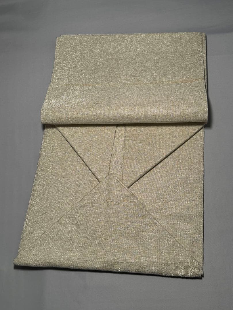 [ペーパームーン] 名古屋帯　正絹　お太鼓柄　銀　訪問着　付け下げ