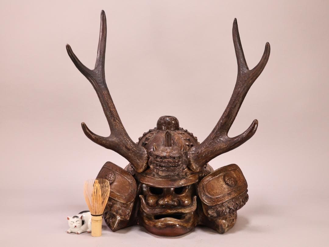 BY260　備前焼　十四代 木村長十郎 友敬作　兜置物　床飾り　高さ49㎝