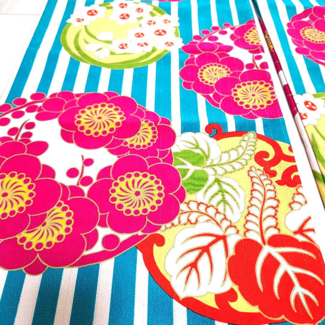 110-1ふりそでMOOE縞に花丸文様振袖