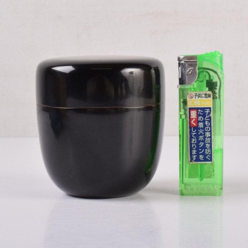 茶道具　黒漆　花字文　棗　時代箱　朱書花押　V　8443