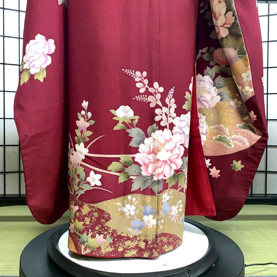 り*い様 【大特価】振袖　6点セット　牡丹柄　友禅　身丈164cm 金糸刺繍　あ