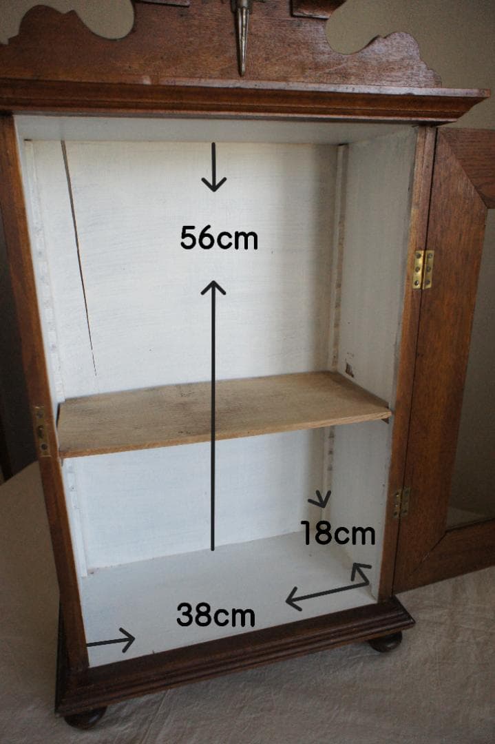 フランスアンティーク　飾り棚　壁掛け　キャビネット　ガラスケース