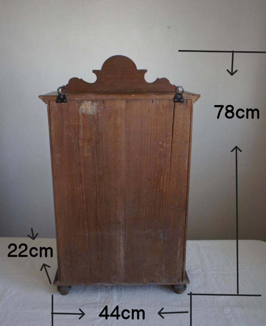 フランスアンティーク　飾り棚　壁掛け　キャビネット　ガラスケース