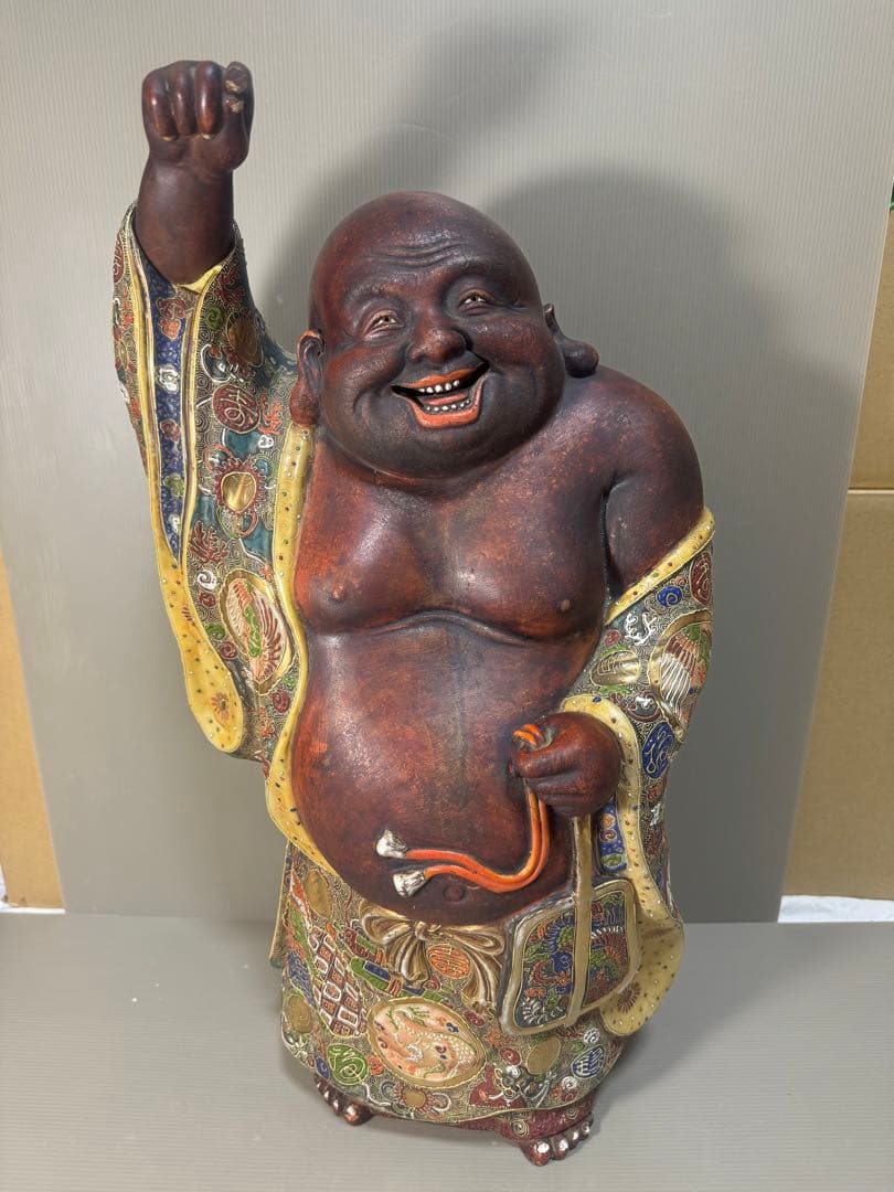 2306 九谷焼　布袋　縁起物 七福神 置物 特大　高60cm  神仏物 時代物