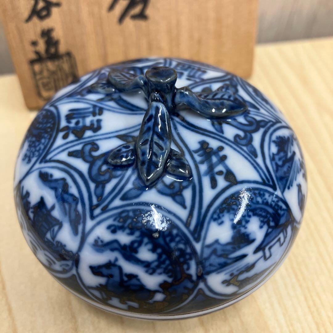 【叶松谷】　京都　松谷窯　清水焼　香炉　香合　【未使用】