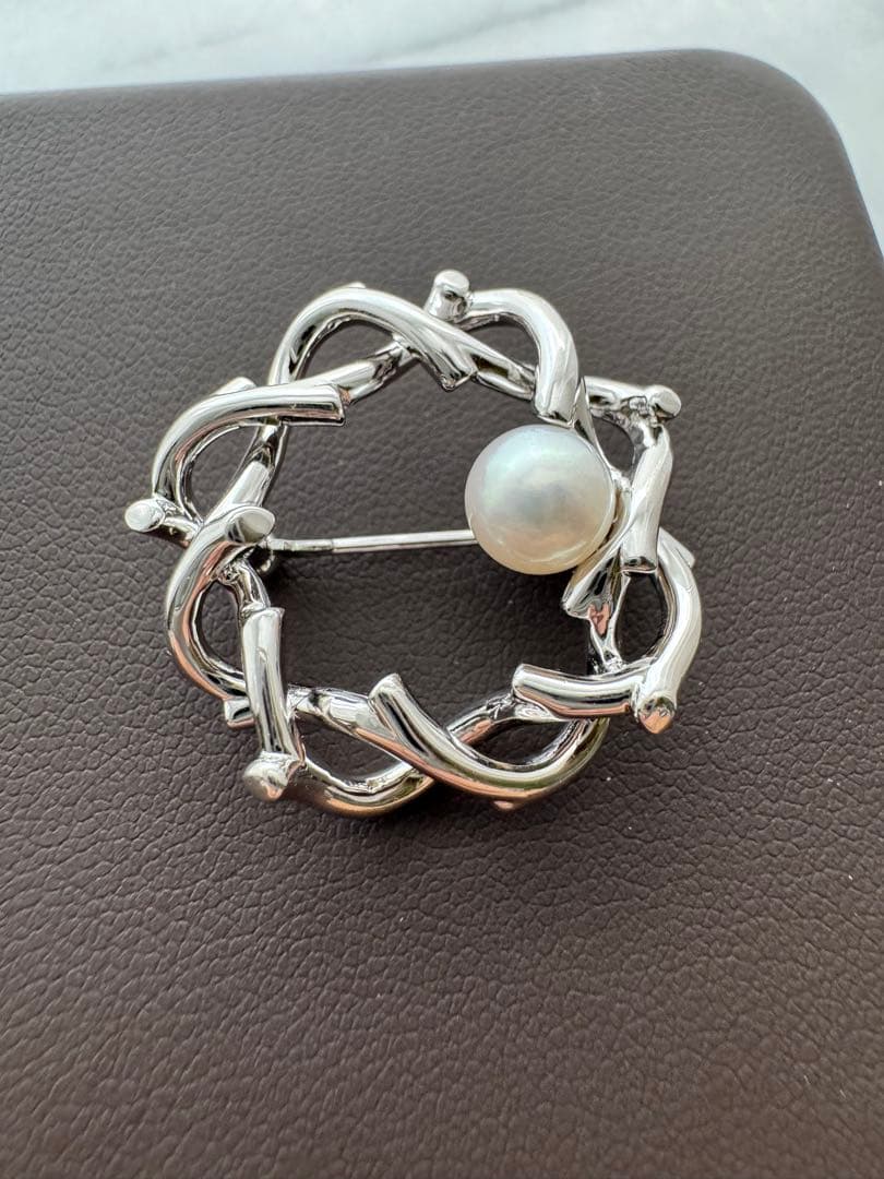 MIKIMOTO ミキモト 幸福の木 シルバー パール ブローチ